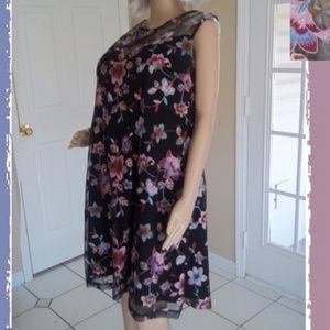 SLEEVELESS EMBROIDERED MESH SHEATH DRESS